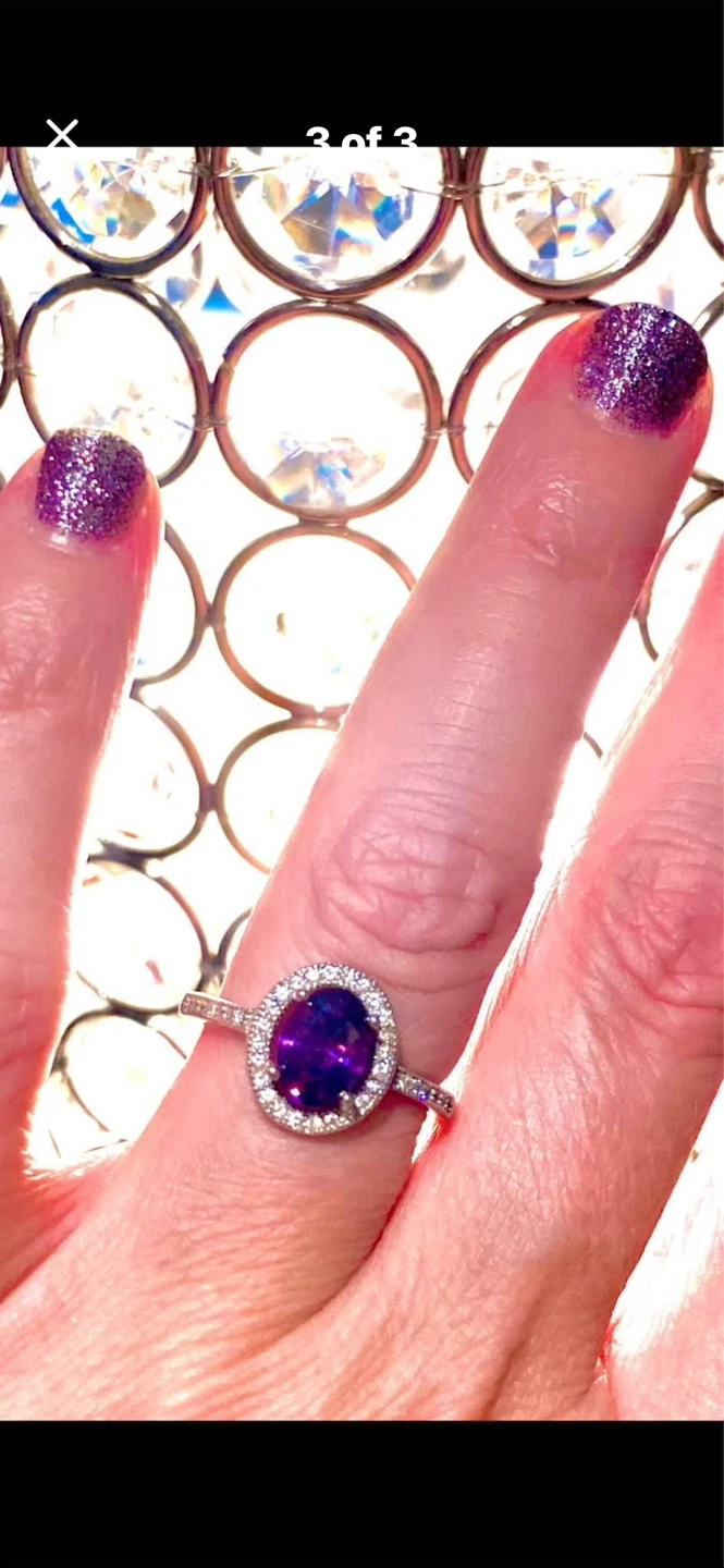 💜Cabochon Amethyst Crystal Halo Ring - photo 5