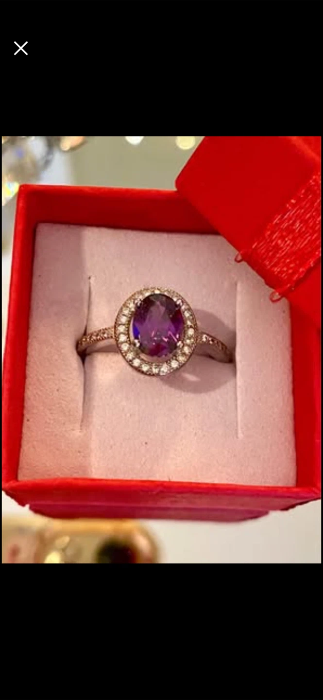 💜Cabochon Amethyst Crystal Halo Ring