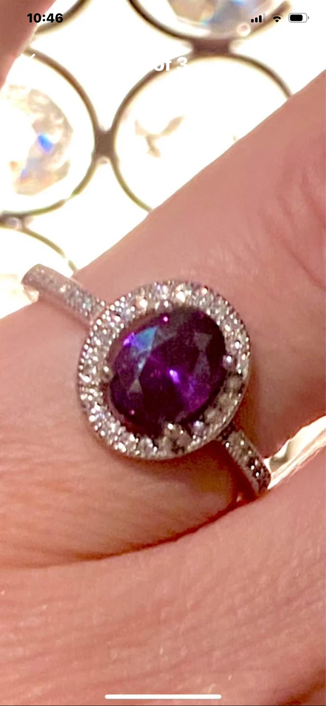 💜Cabochon Amethyst Crystal Halo Ring - photo 2