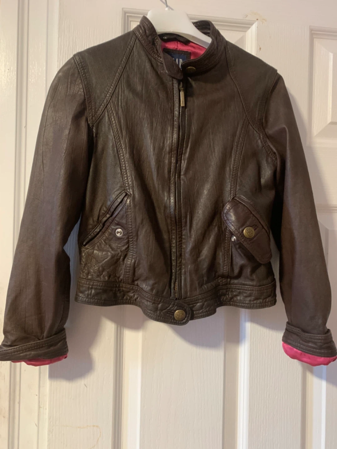 GAP Kids Brown Leather Jacket Size S (6-8)
