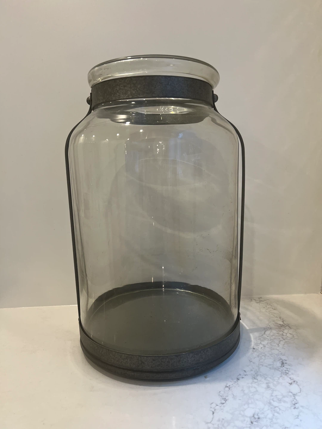 Vintage Pottery Barn Fresca Galvanized Rim Hurricane