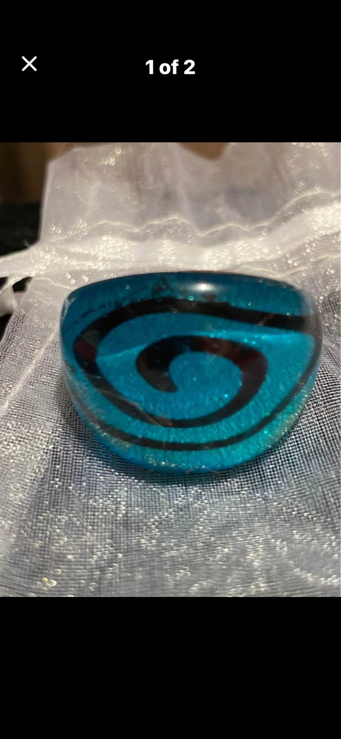 🩵Murano Glass Turquoise Swirl Ring