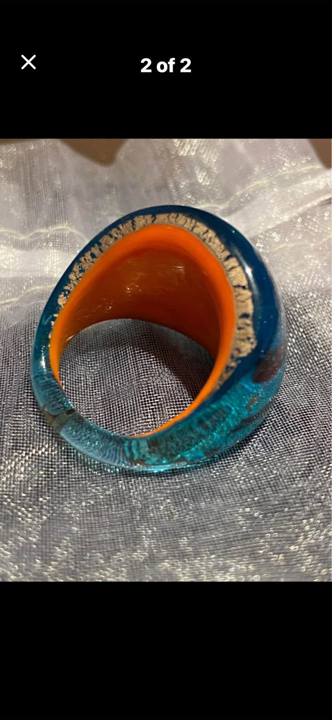 🩵Murano Glass Turquoise Swirl Ring - photo 2