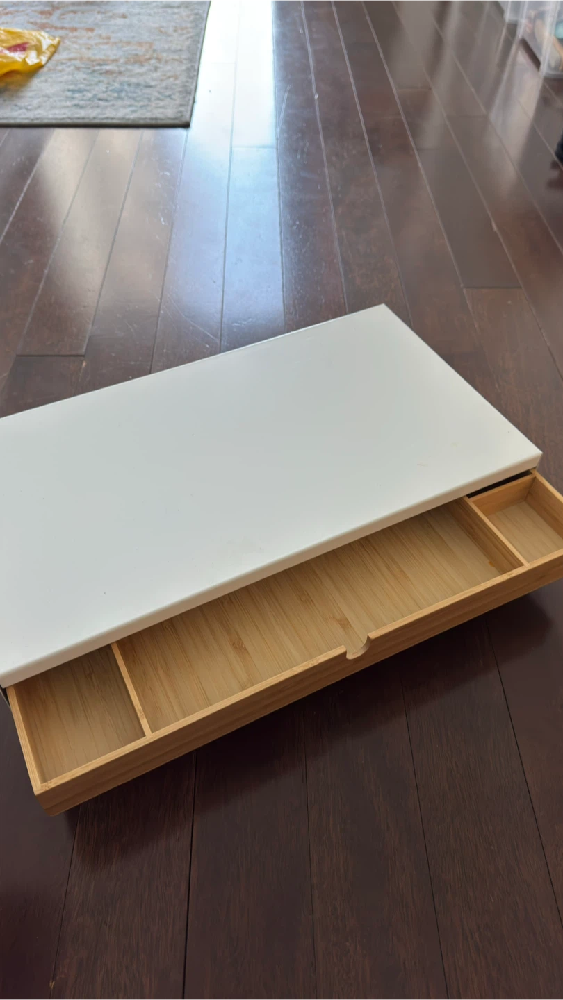 White Desk Organizer/Monitor Stand with Drawer