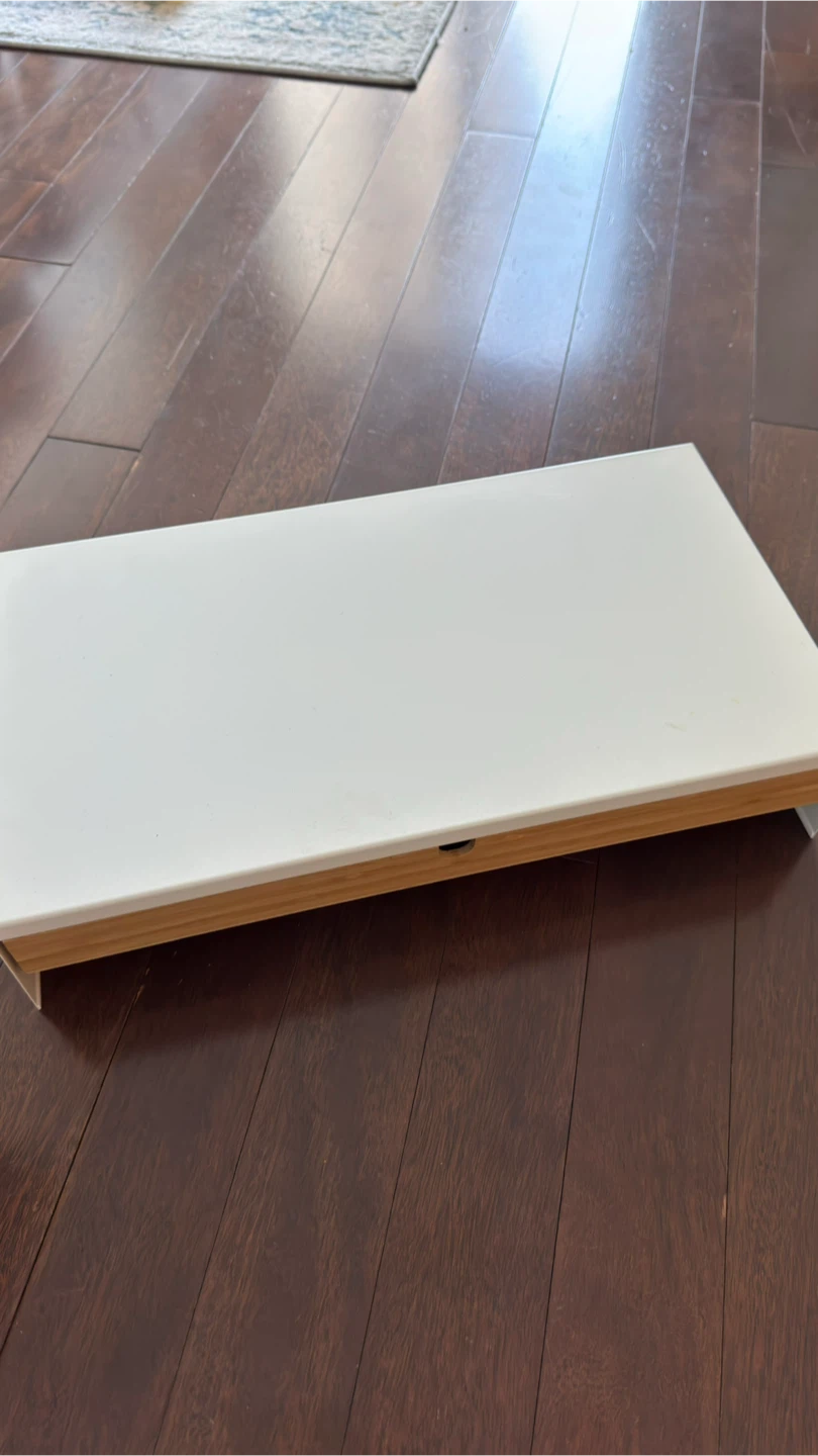 White Desk Organizer/Monitor Stand with Drawer - photo 2