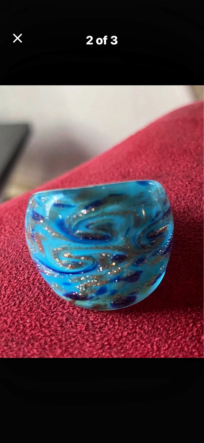 🩵Murano Glass Blue Swirl Ring