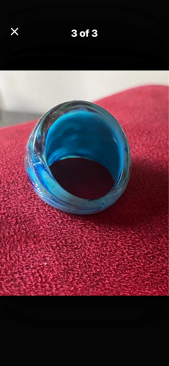 🩵Murano Glass Blue Swirl Ring - photo 3