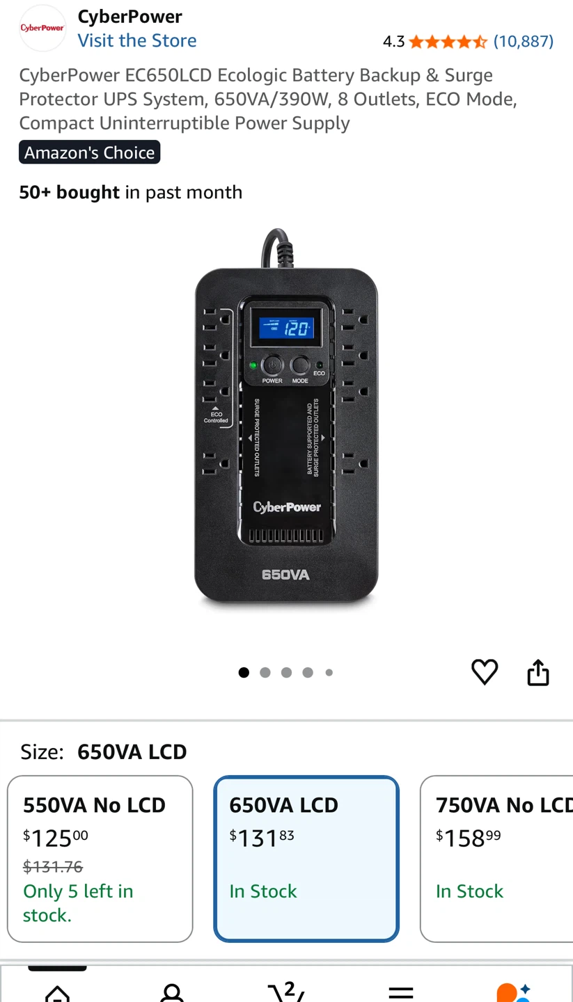 CyberPower EC650LCD Battery Backup - 650VA - photo 5