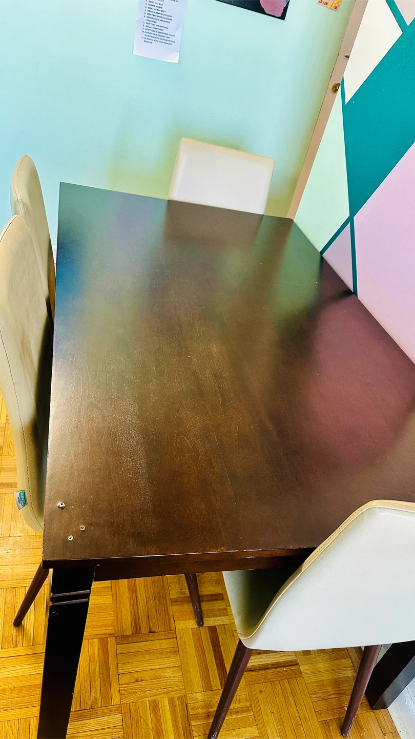 Dining Table with 4 Chairs - Dark Brown & Beige🧡 - photo 2