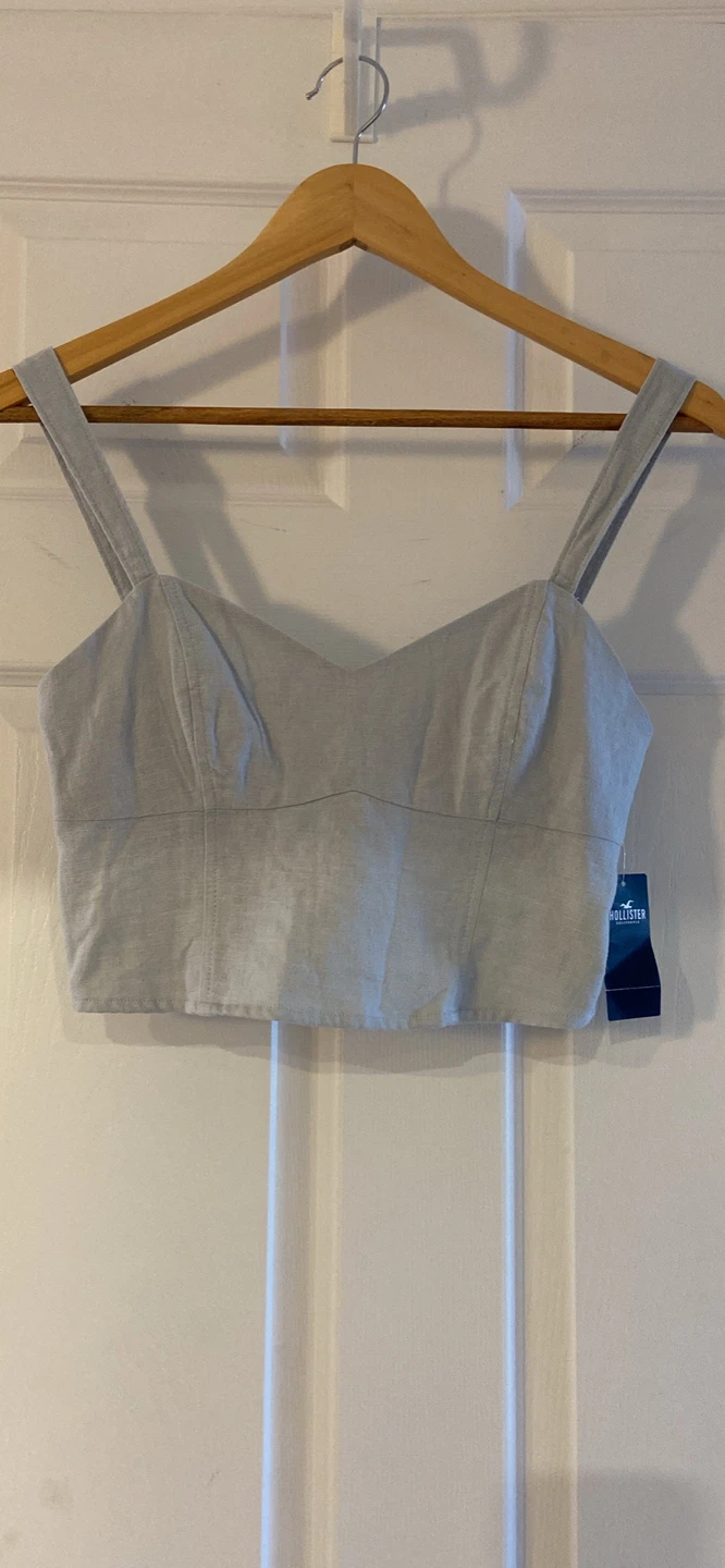 NEW Hollister Light Grey Crop Top XS