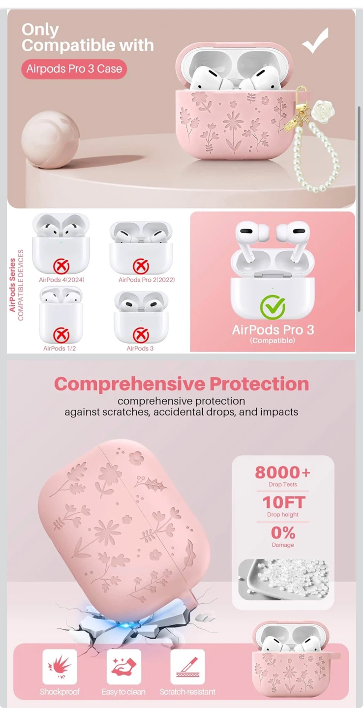 Airpods Pro 3 Case + Cleaning Pen Set - Pink - photo 2