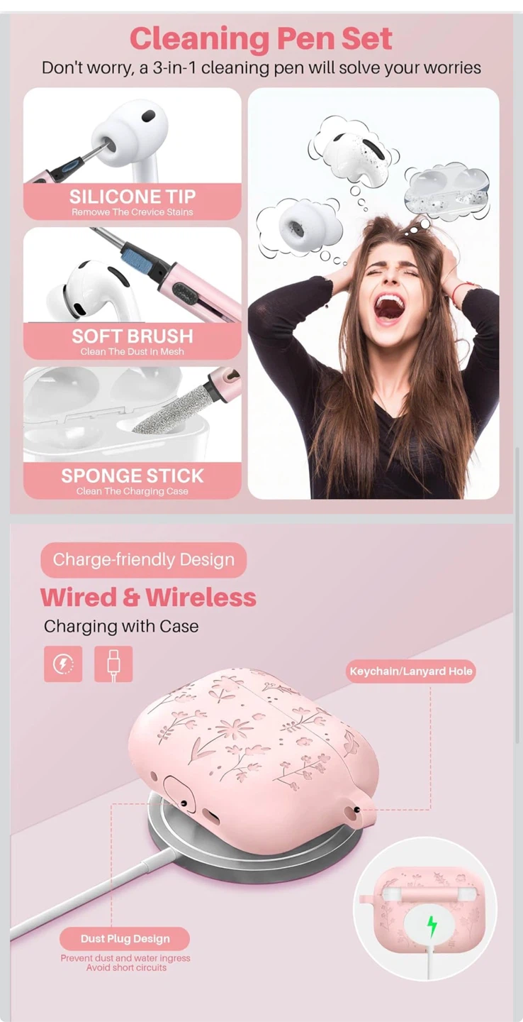 Airpods Pro 3 Case + Cleaning Pen Set - Pink - photo 3