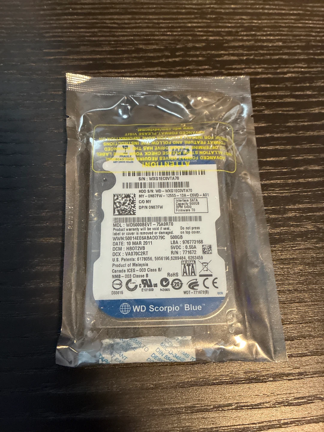 WD Scorpio Blue 500GB Hard Drive
