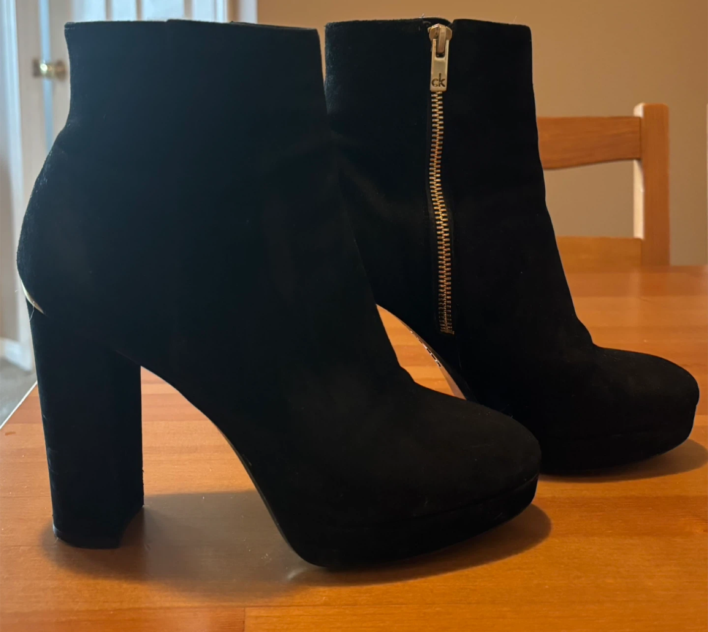 Calvin Klein Black Suede Ankle Boots Size 7.5