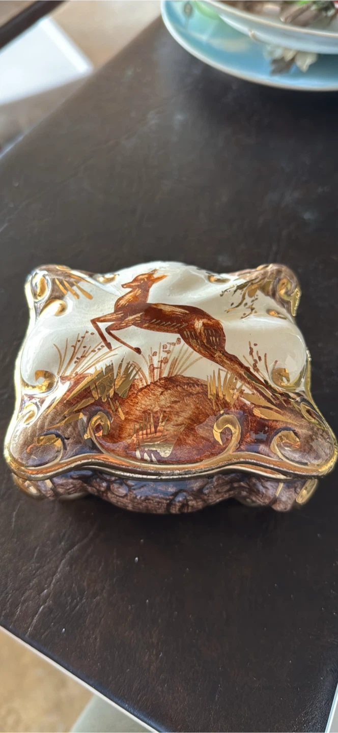 Vintage Trinket Box with Deer Design