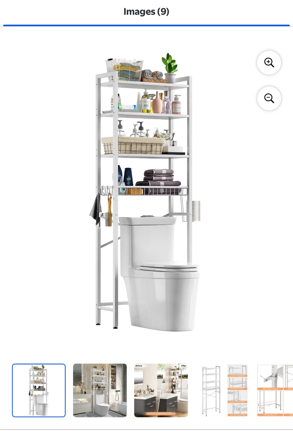 Over-the-Toilet Bathroom Shelf - White