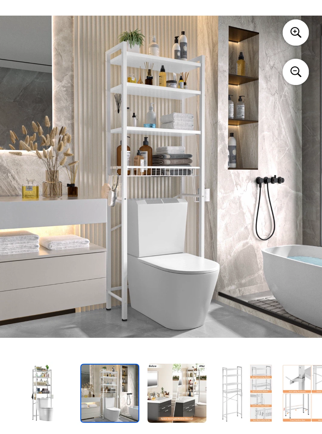 Over-the-Toilet Bathroom Shelf - White - photo 2