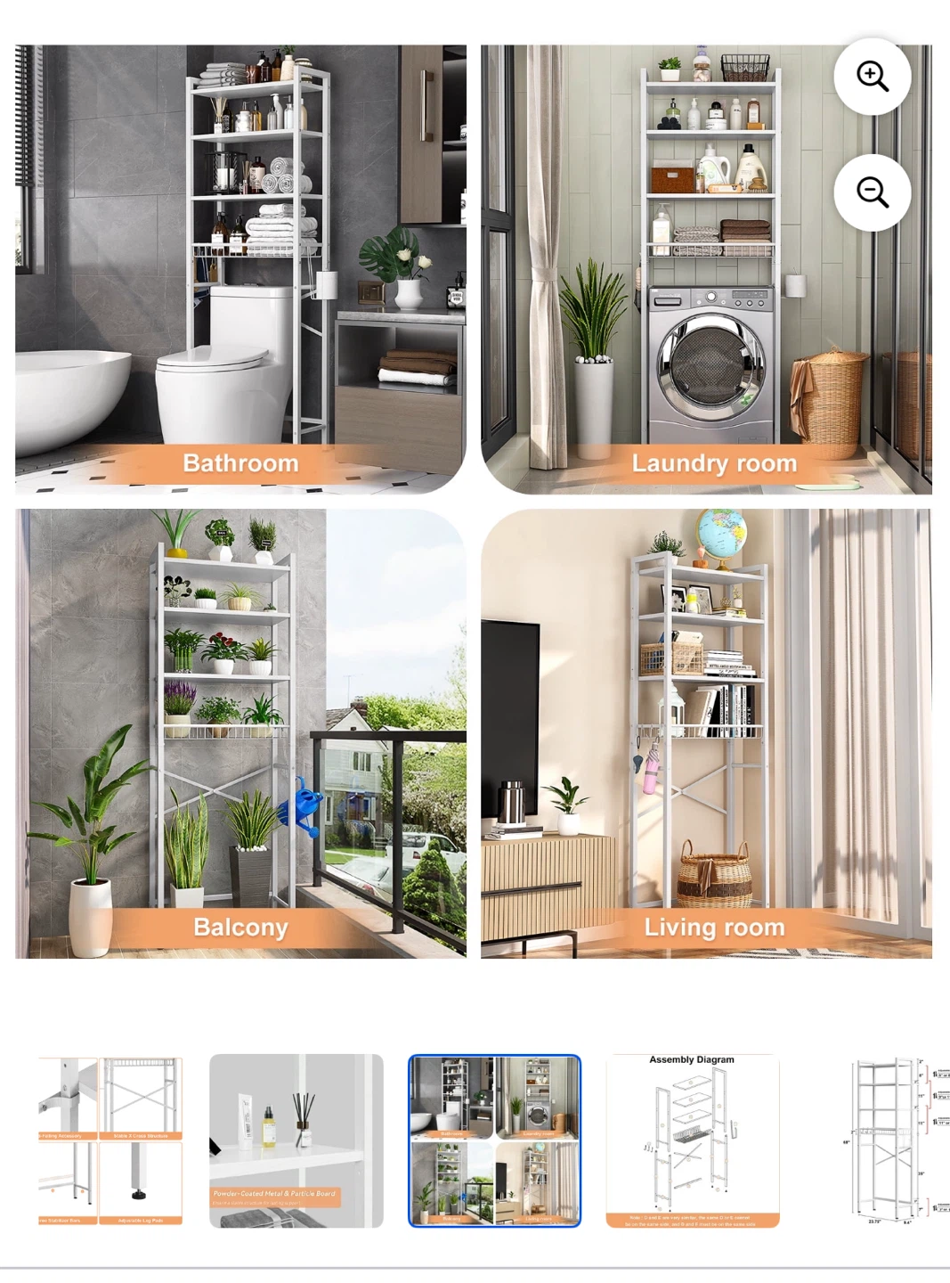 Over-the-Toilet Bathroom Shelf - White - photo 3