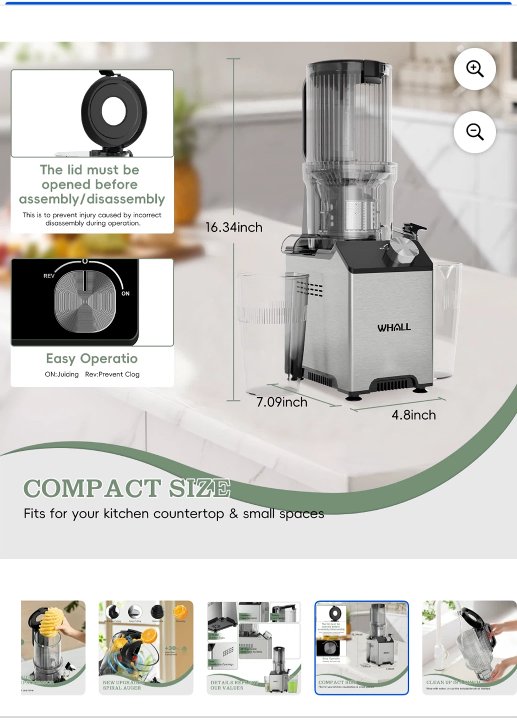 Whall Slow Juicer ZM1913M - Like New! - photo 4