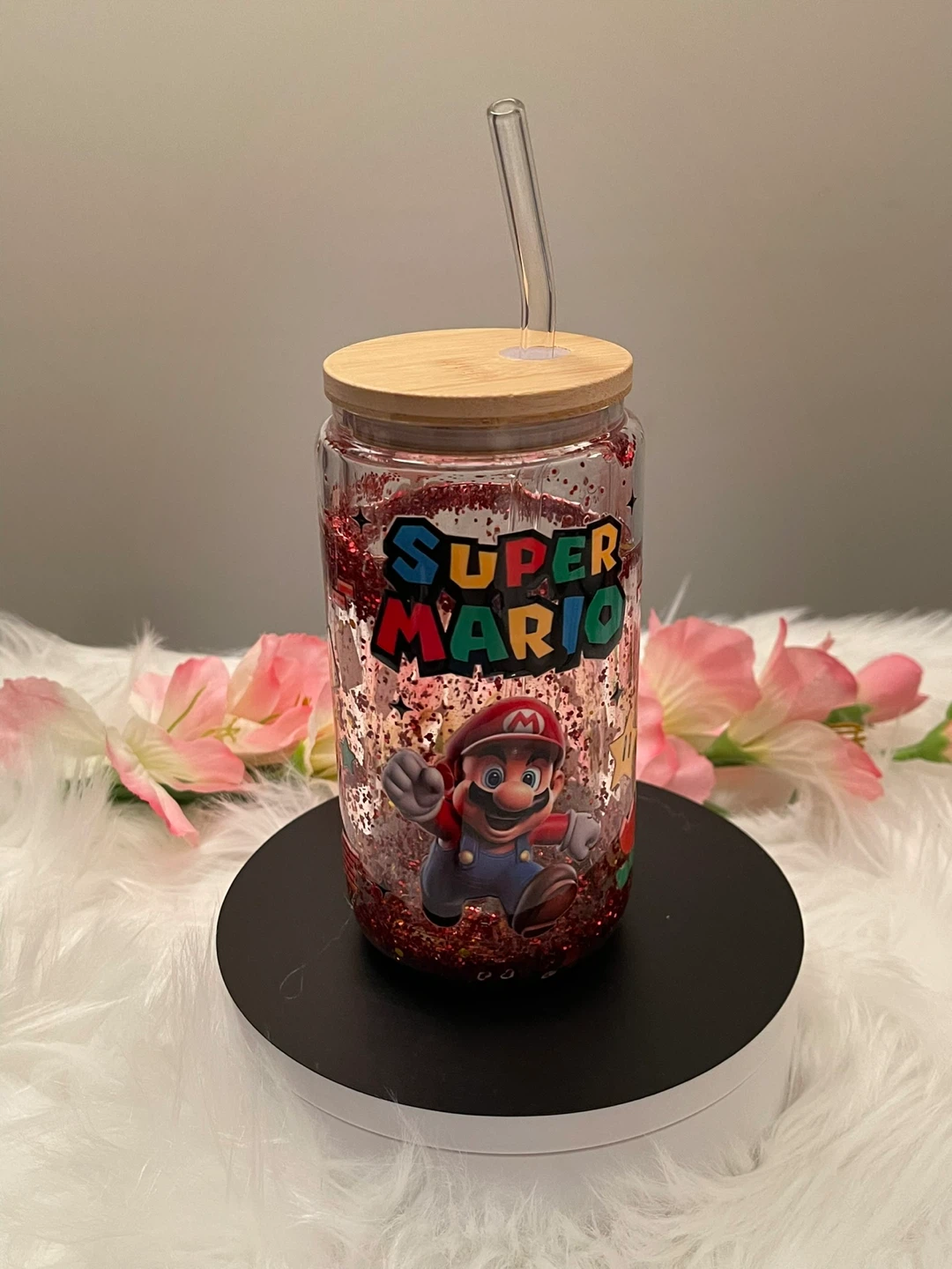 Super Mario Glitter Tumbler with Straw - photo 4