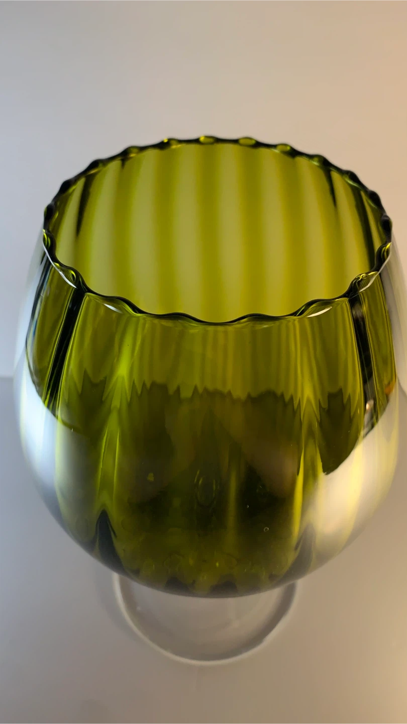 Vintage Italian Empoli Moss Green Optical Illusion Footed Bowl - photo 4