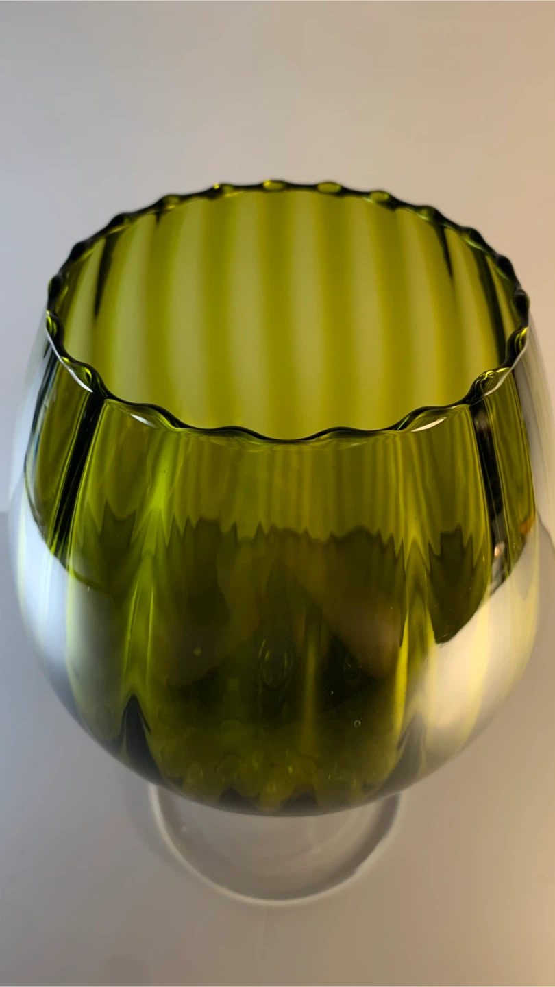 Vintage Italian Empoli Moss Green Optical Illusion Footed Bowl - photo 3
