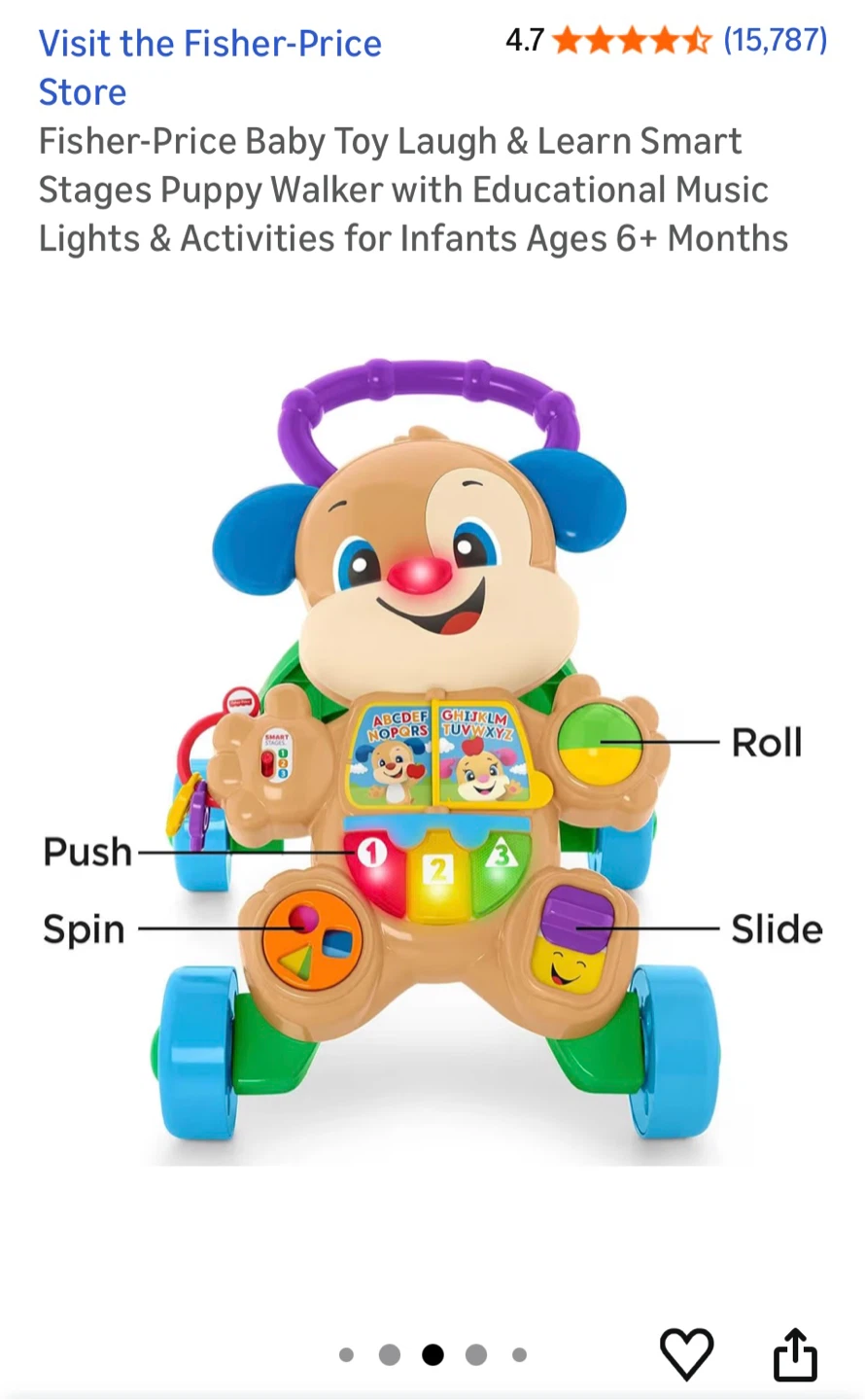 New - Fisher-Price Laugh & Learn Smart Stages Puppy Walker - photo 3