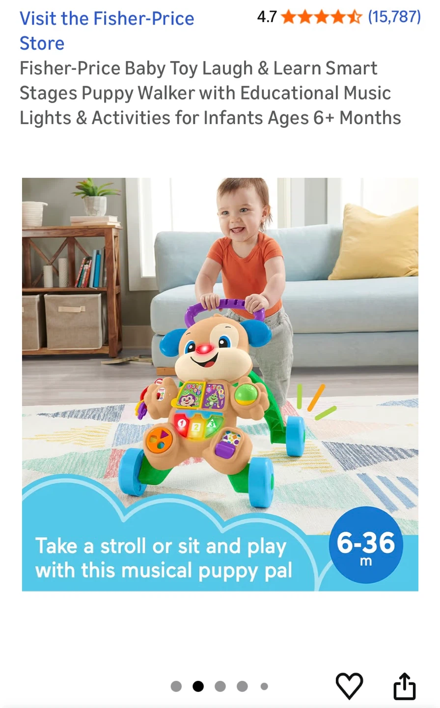 New - Fisher-Price Laugh & Learn Smart Stages Puppy Walker - photo 2