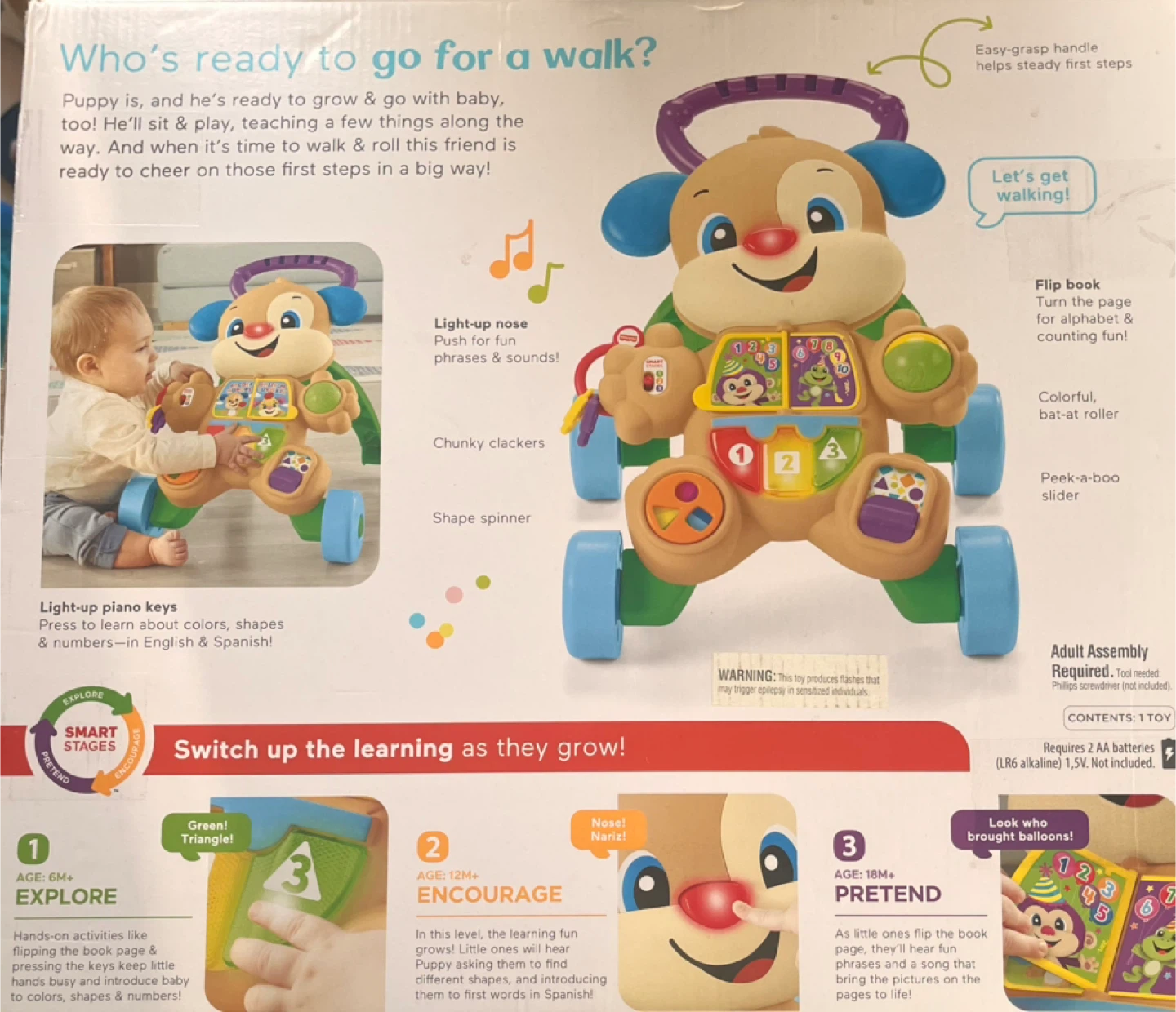 New - Fisher-Price Laugh & Learn Smart Stages Puppy Walker - photo 5