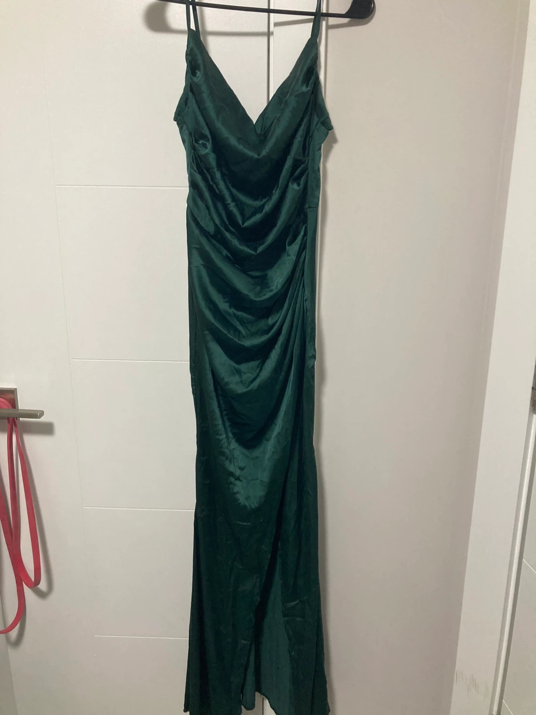 Green satin sleeveless maxi dress - photo 2