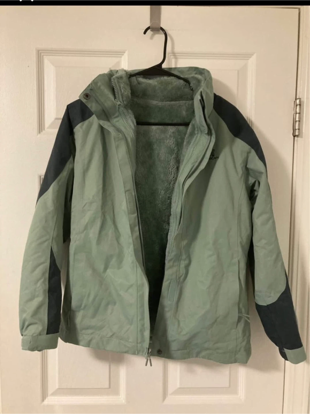 Green fleece rain waterproof jacket