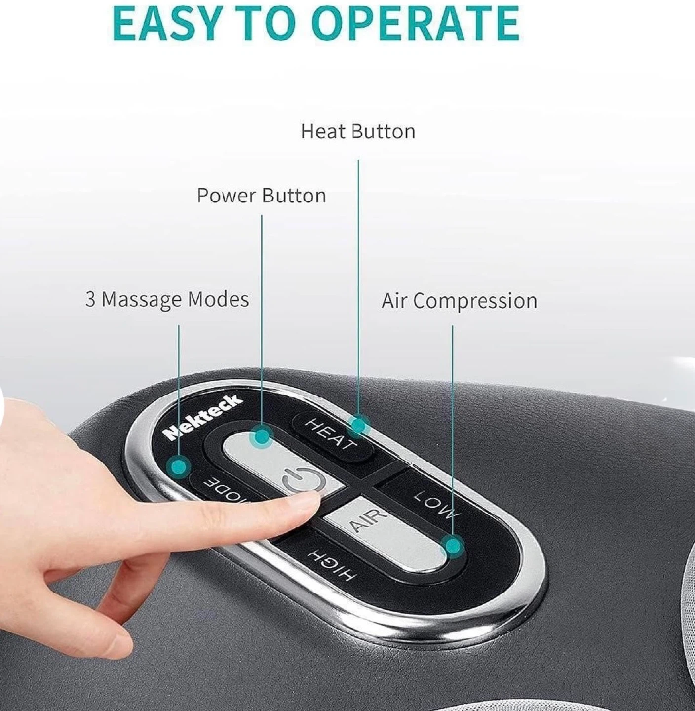 Nekteck Foot Massager Machine with Heat & Air Compression - photo 5