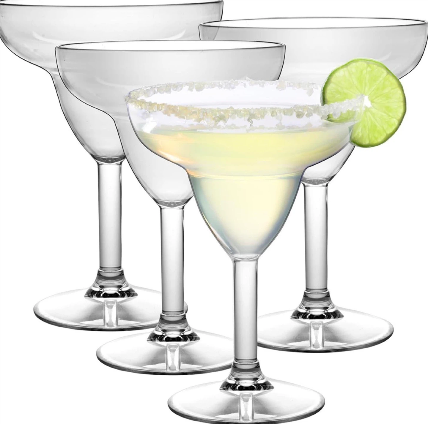 Deco Margarita Glasses - Set of 4, 12oz Capacity