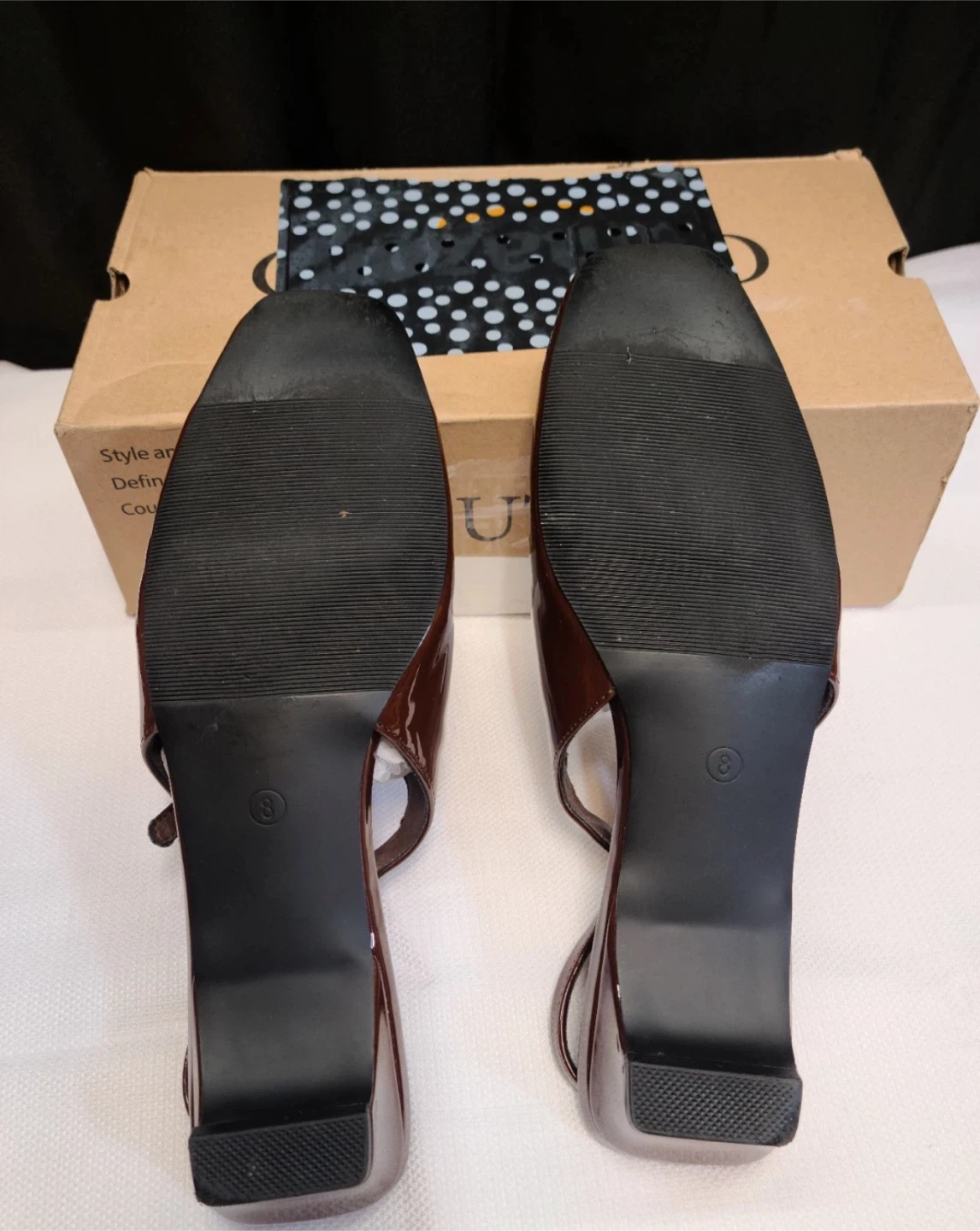 COUTGO Brown Patent Slingback Heels - Size 8 - photo 5