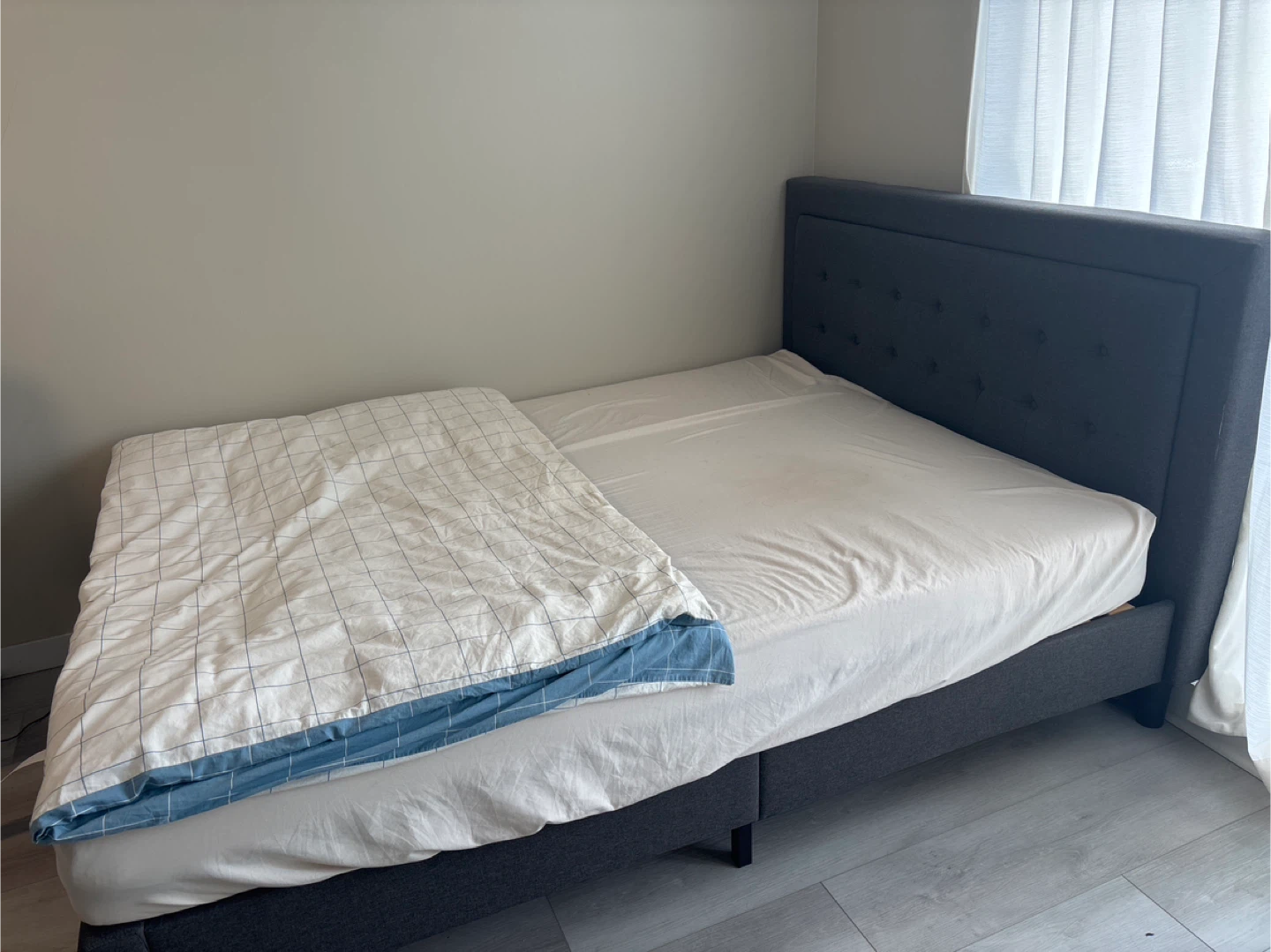 Upholstered Bed Frame - Grey Queen