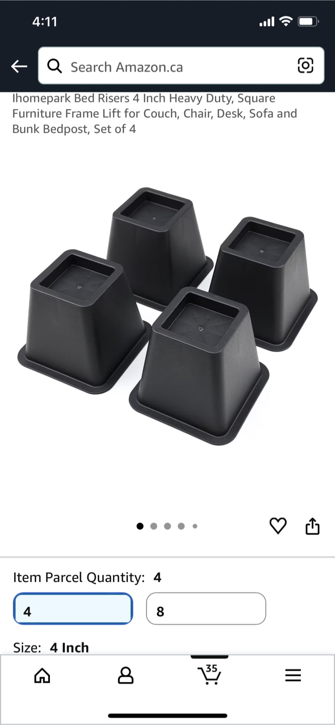 4-inch Bed Risers - Set of 4