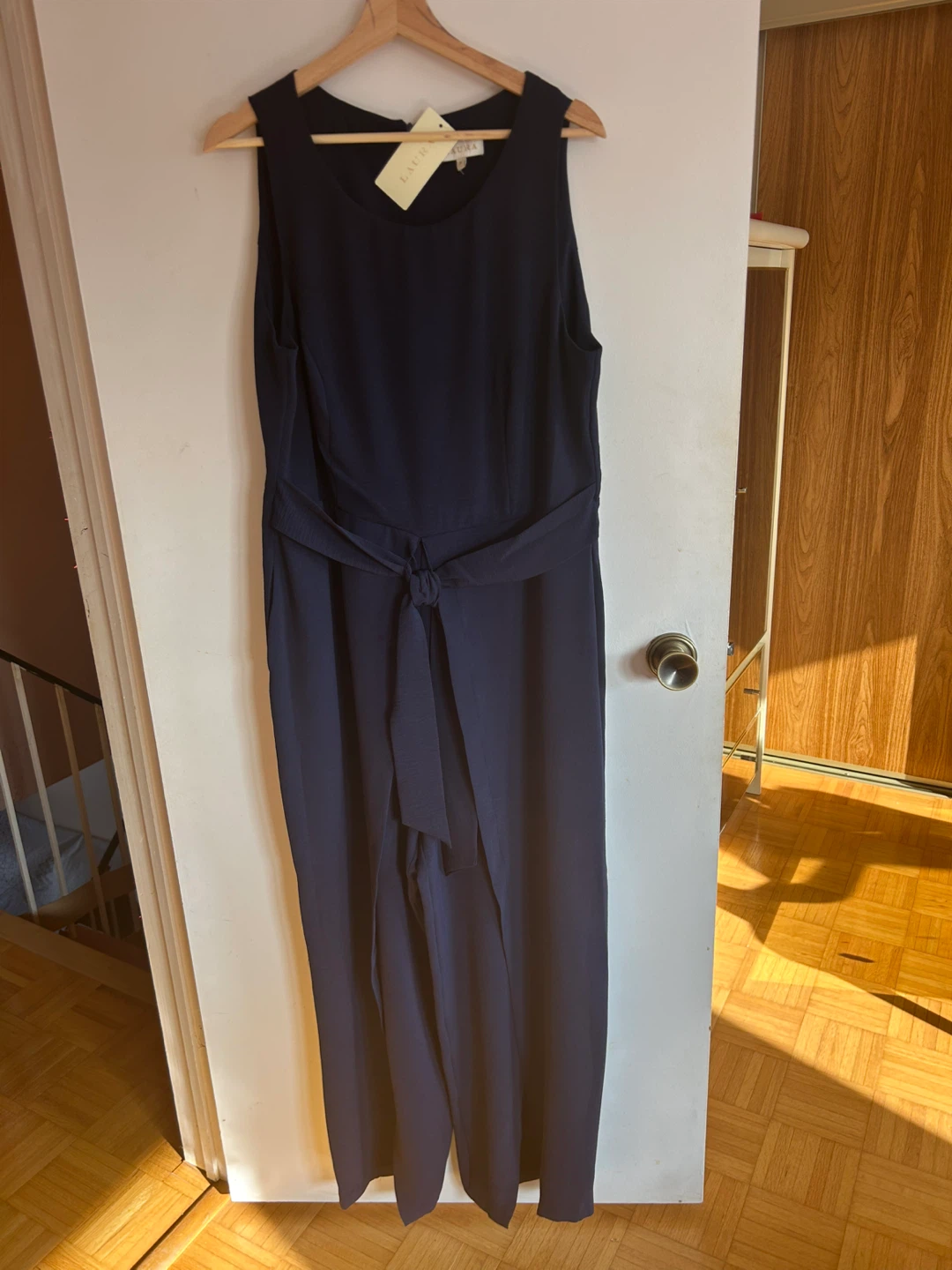Laura Self-Tie Sash Jumpsuit - Size 14 (navy blue) - photo 3