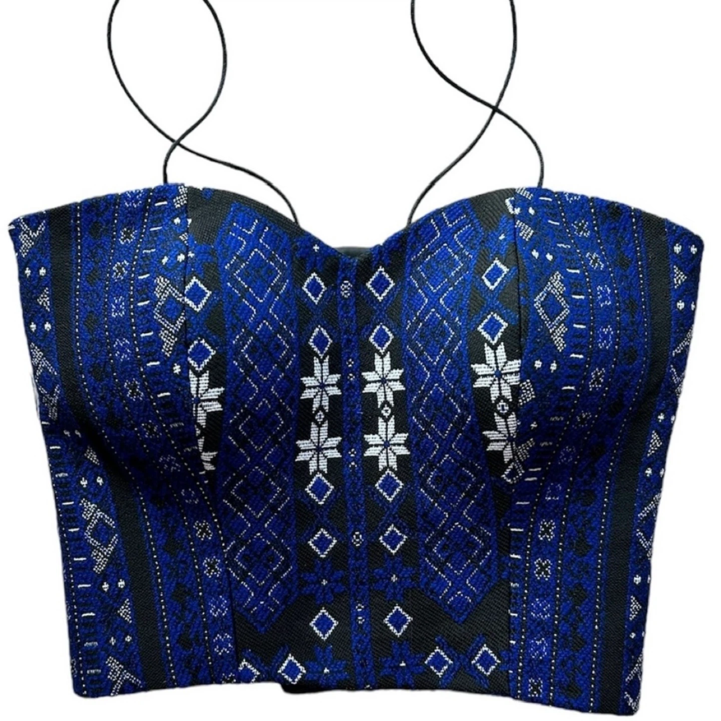 Blue Patterned Corset Top