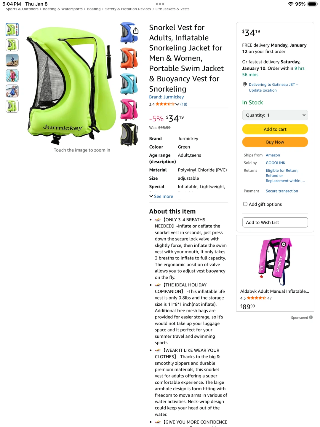 Jurmickey Inflatable Snorkel Vest - Adjustable - photo 5