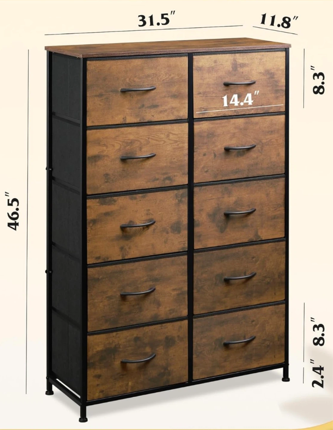 10 Drawer Dresser Storage Tower - Brown - photo 2