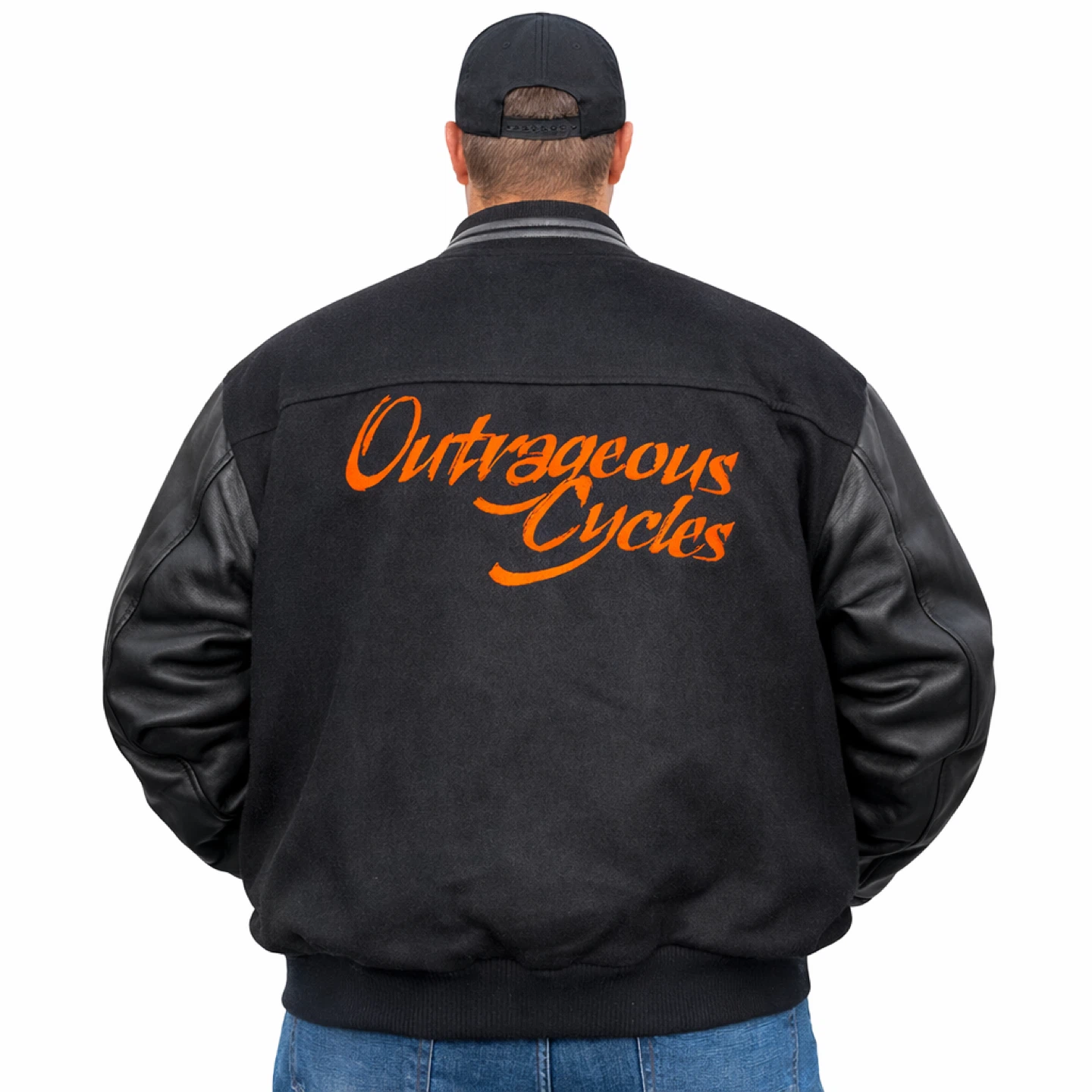 Vintage Outrageous Cycles  Jacket 4XL Black Leather Sleeves - photo 2