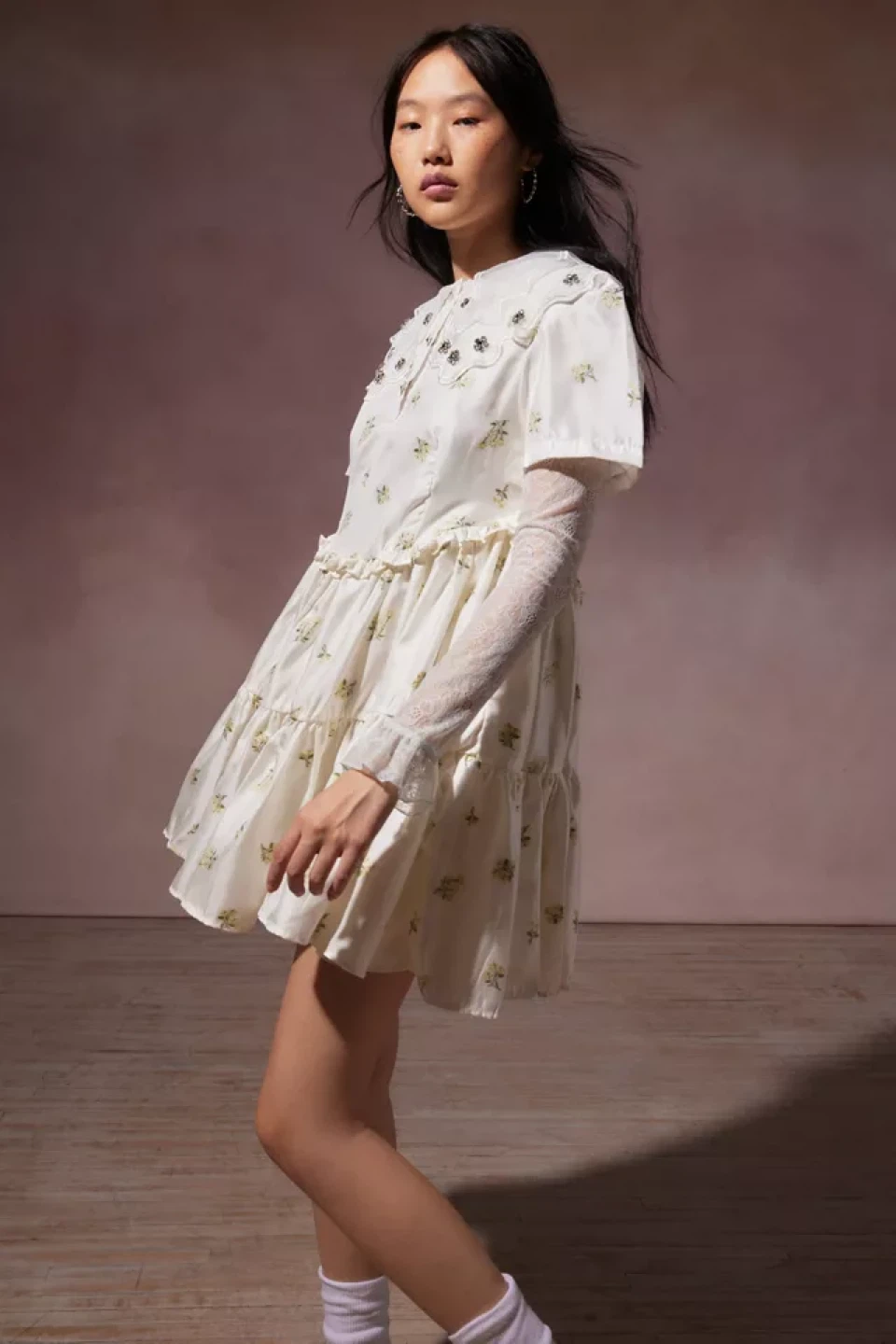 Sister Jane Dream Ditsy Pick Floral Mini Dress - Ivory - photo 5