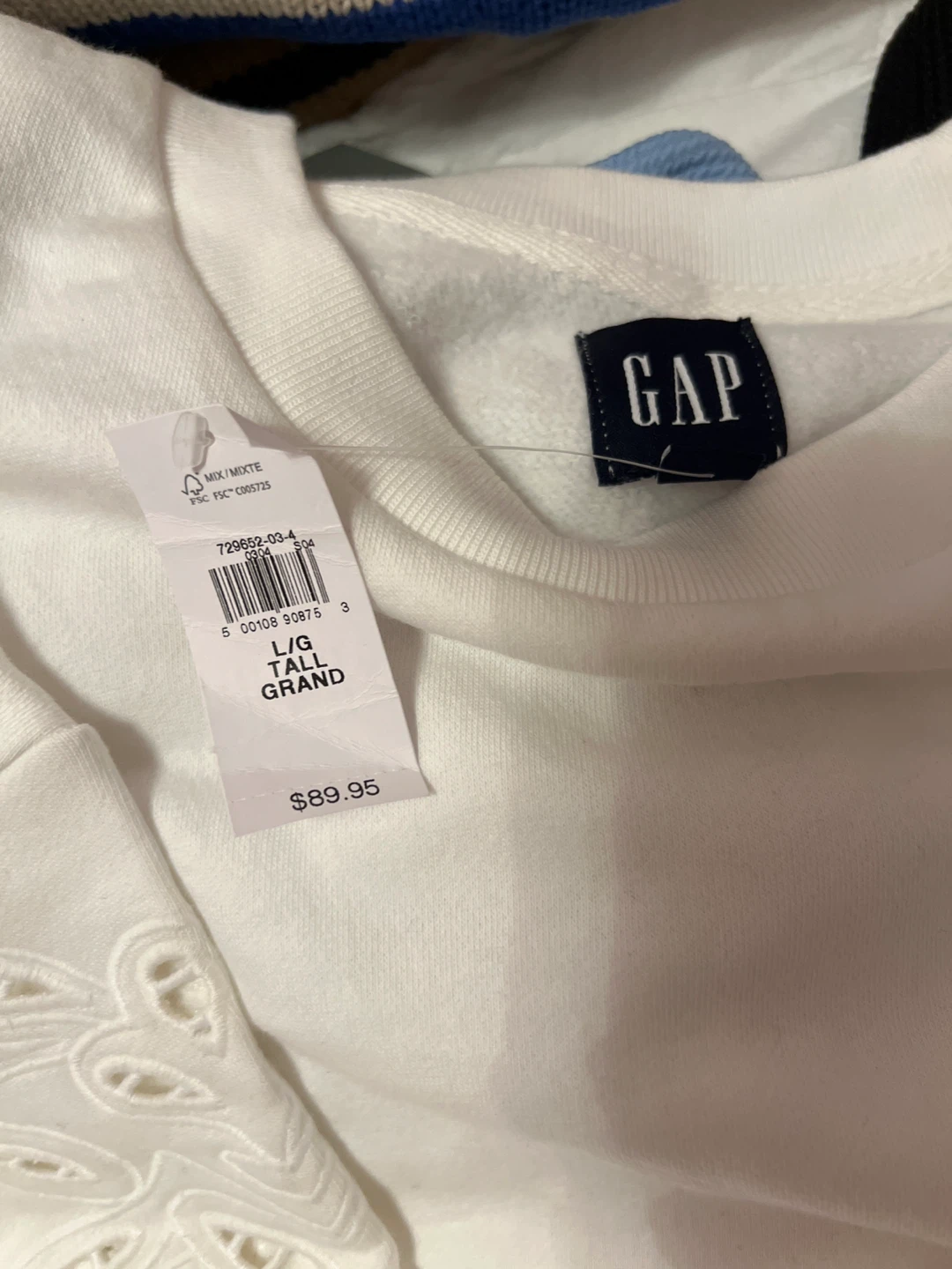New Gap Tall Grand White Sweatshirt - L - photo 2