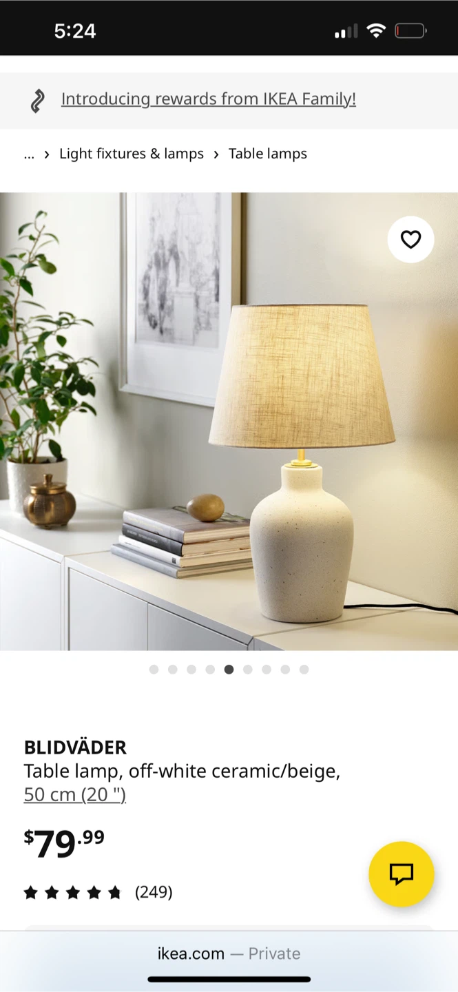 IKEA Blidväder Table Lamp, Off-White Ceramic/Beige