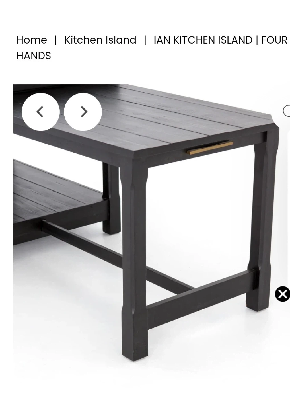 New in box!!Four Hands Ian Kitchen Island - Black - photo 2