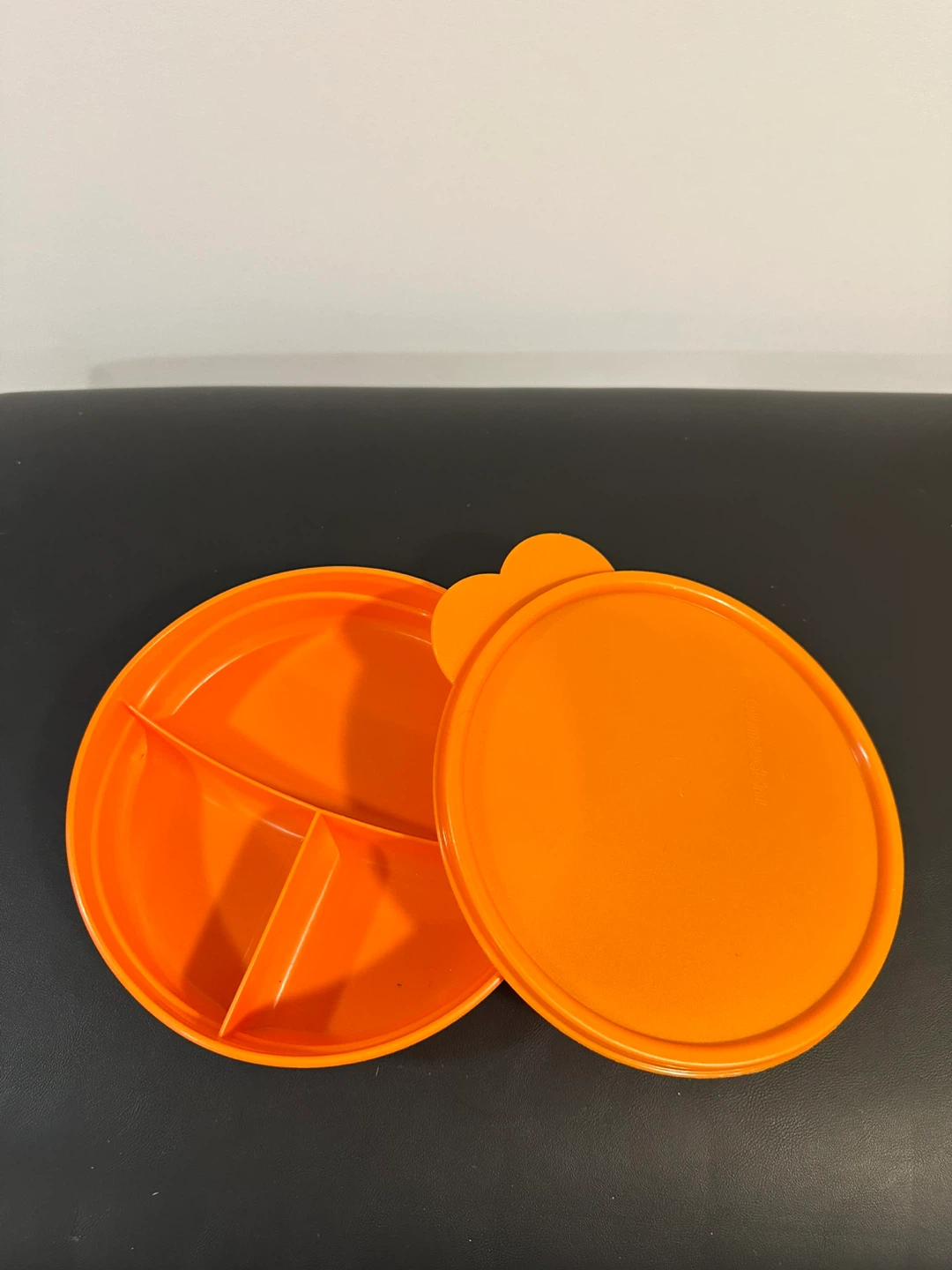 Vintage Tupperware Divided Dish with Lid - Orange - photo 2