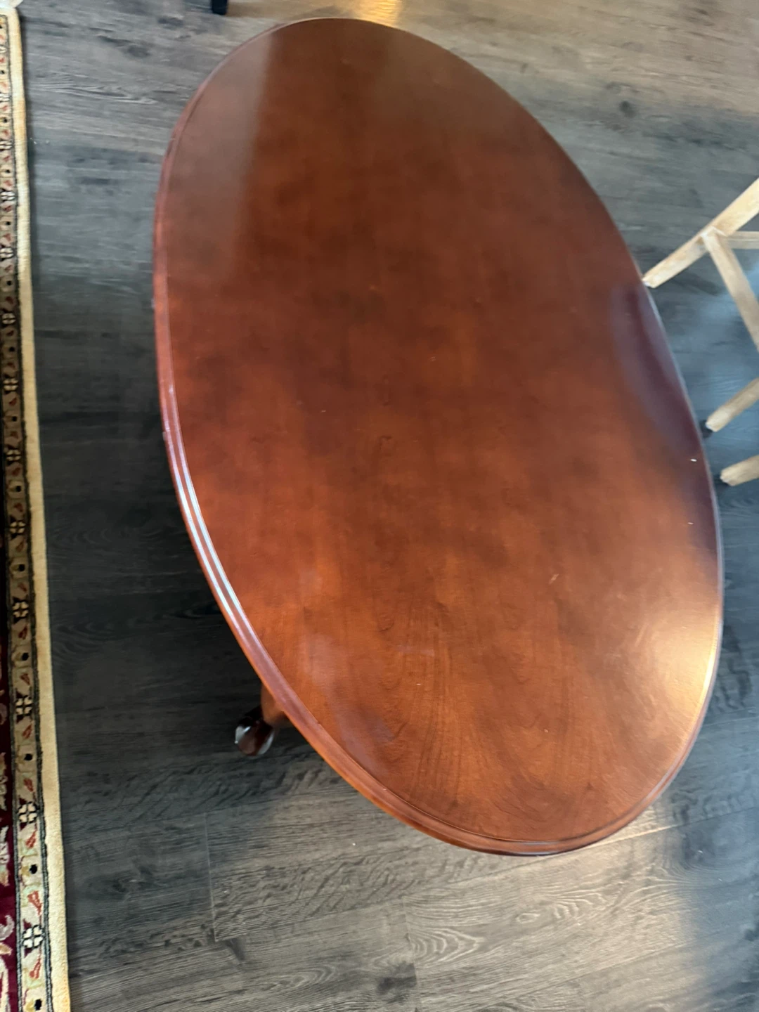Dark Wood Oval Coffee Table - photo 5