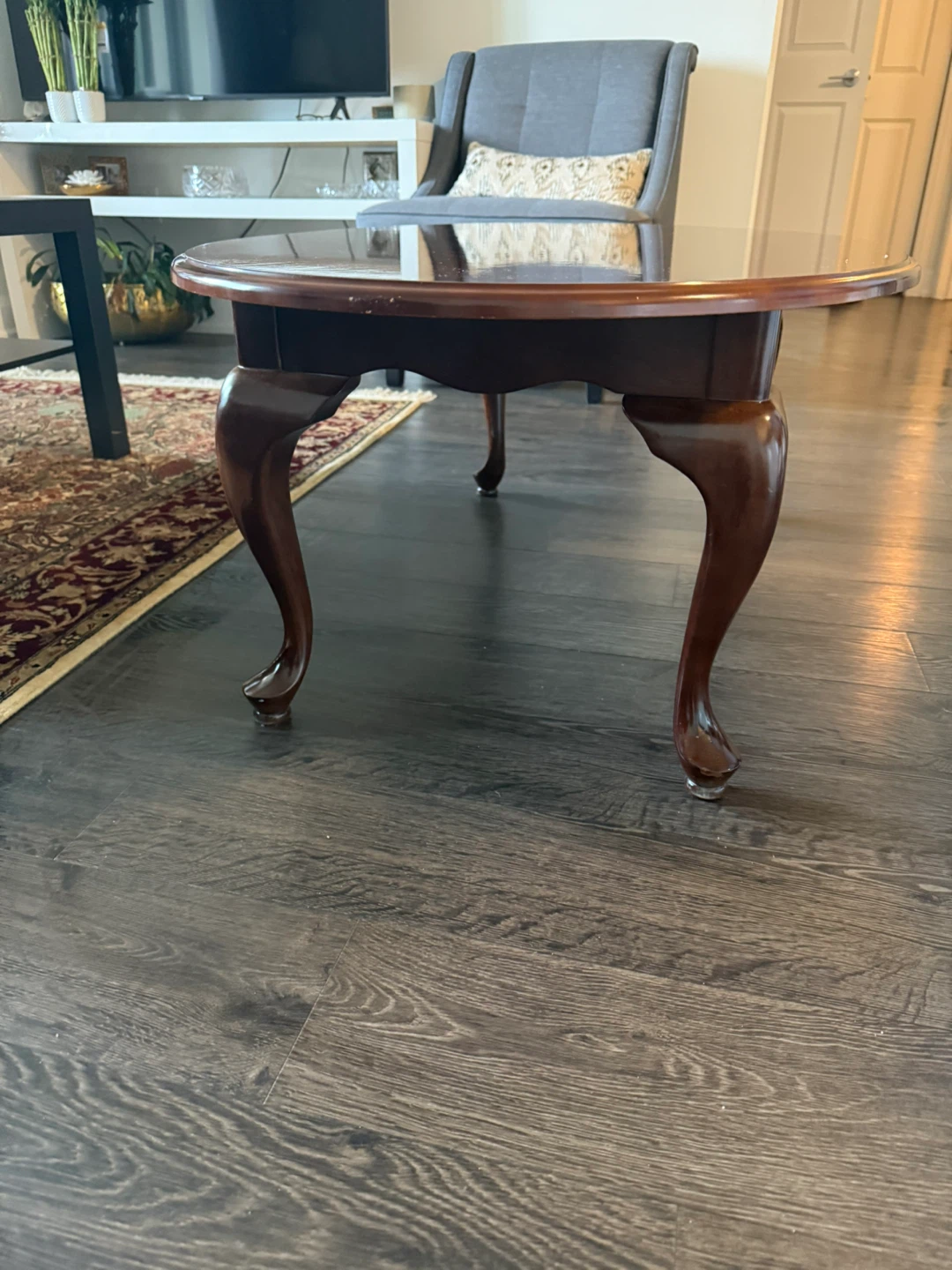 Dark Wood Oval Coffee Table - photo 2