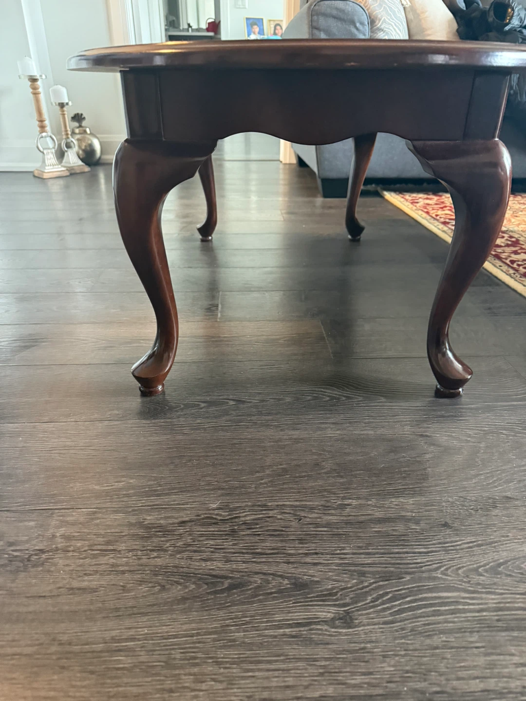 Dark Wood Oval Coffee Table - photo 3