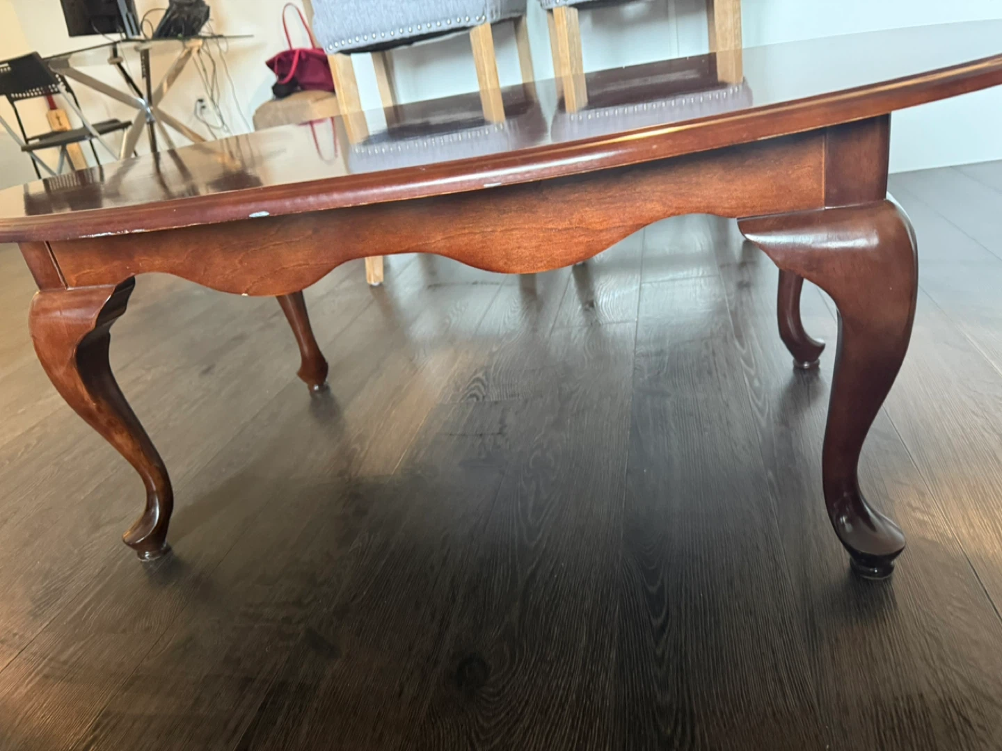 Dark Wood Oval Coffee Table